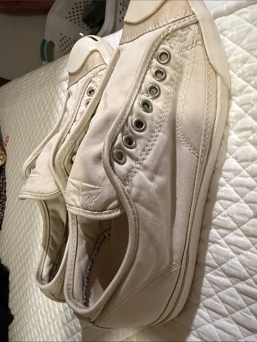 Slip-On Canvas Athletic Shoes in Beige - Unbranded
